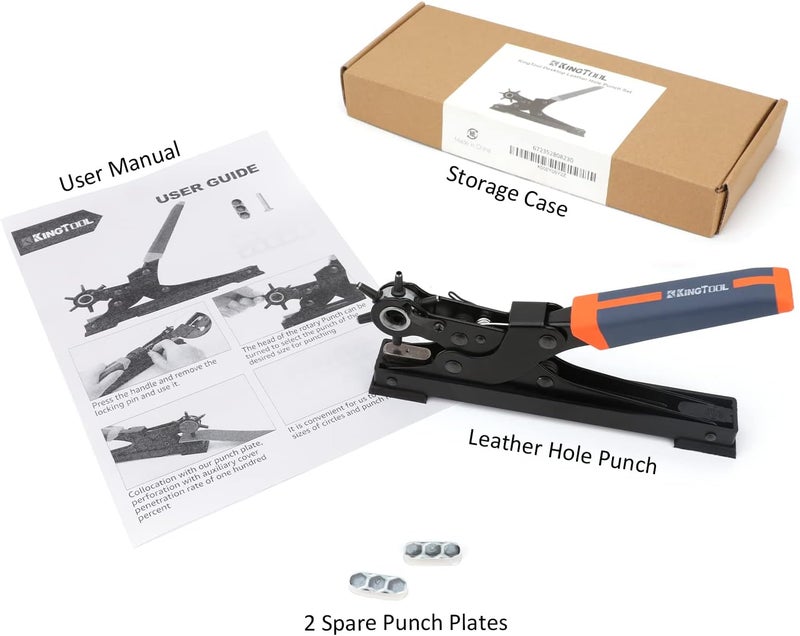 KingTool Desktop Leather Hole Punch Set, Super Heavy Duty Rotary Puncher, Multi Hole Sizes Maker Tool, Make Hole Punch Easier - Image 2